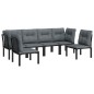 vidaXL 6-tlg. Garten-Lounge-Set Schwarz und Grau Poly Rattan vidaXL 6-tlg. Garten-Lounge-Set Schwarz und Grau Poly Rattan