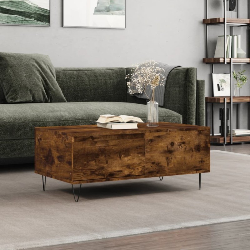 vidaXL Couchtisch Räuchereiche 90x50x36,5 cm Holzwerkstoff vidaXL Couchtisch Räuchereiche 90x50x36,5 cm Holzwerkstoff