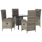 vidaXL 5-tlg. Garten-Essgruppe mit Kissen Schwarz und Grau Poly Rattan vidaXL 5-tlg. Garten-Essgruppe mit Kissen Schwarz und Grau Poly Rattan