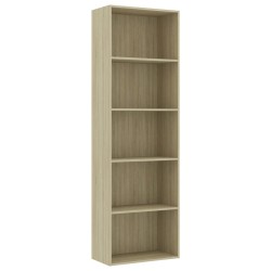 vidaXL Bücherregal 5 Fächer Sonoma-Eiche 60x30x189 cm Holzwerkstoff