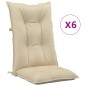 Gartenstuhlauflagen für Hochlehner 6Stk. Beige 120x50x7cm Stoff Gartenstuhlauflagen für Hochlehner 6Stk. Beige 120x50x7cm Stoff