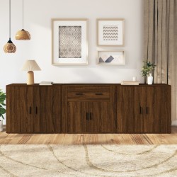 vidaXL Sideboards 3 Stk. Braun Eichen-Optik Holzwerkstoff