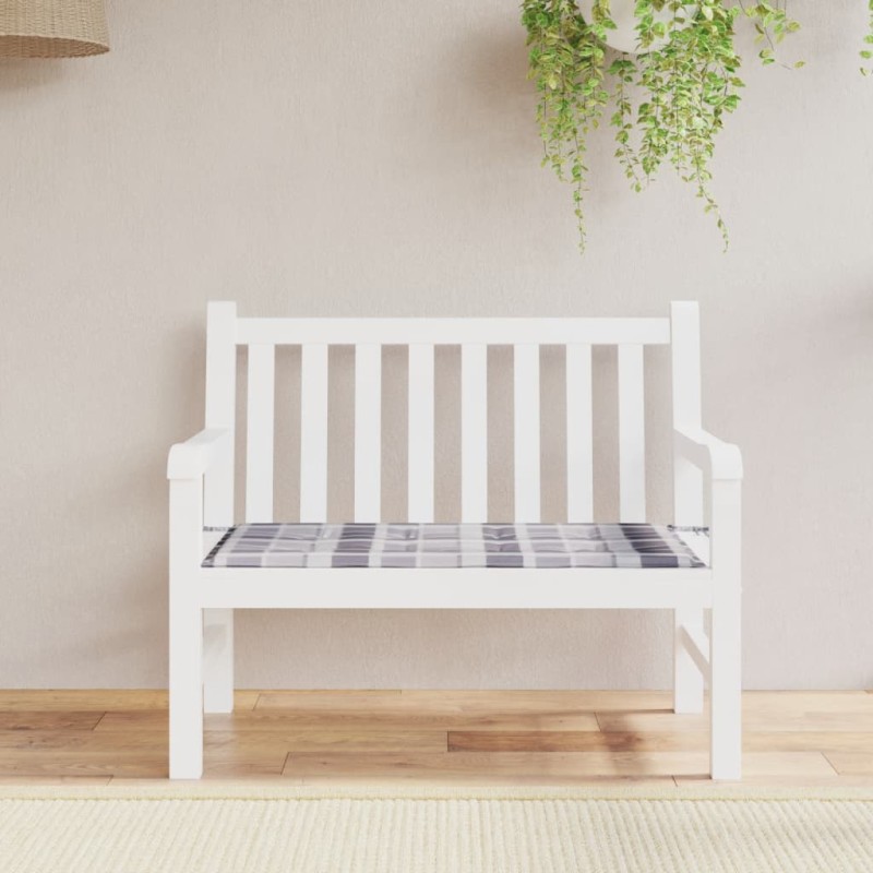 Gartenbank-Auflage Grau Karomuster 120x50x3 cm Oxford-Gewebe Gartenbank-Auflage Grau Karomuster 120x50x3 cm Oxford-Gewebe