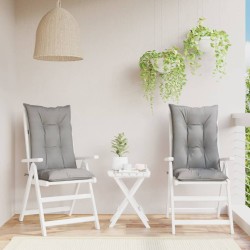 Gartenstuhlauflagen für Hochlehner 2 Stk. Grau 120x50x7cm Stoff