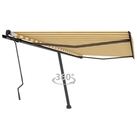 vidaXL Standmarkise Einziehbar Handbetrieben 400x300 cm Gelb/Weiß