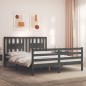 vidaXL Massivholzbett mit Kopfteil Grau 160x200 cm vidaXL Massivholzbett mit Kopfteil Grau 160x200 cm
