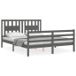 vidaXL Massivholzbett mit Kopfteil Grau 160x200 cm vidaXL Massivholzbett mit Kopfteil Grau 160x200 cm