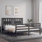 vidaXL Massivholzbett mit Kopfteil Grau 160x200 cm vidaXL Massivholzbett mit Kopfteil Grau 160x200 cm