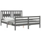 vidaXL Massivholzbett mit Kopfteil Grau 160x200 cm vidaXL Massivholzbett mit Kopfteil Grau 160x200 cm