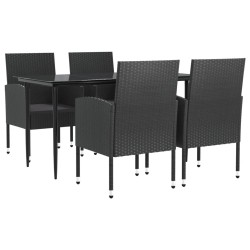 vidaXL 5-tlg. Garten-Essgruppe Schwarz Poly Rattan und Stahl