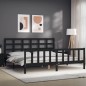 vidaXL Massivholzbett mit Kopfteil Schwarz 200x200 cm vidaXL Massivholzbett mit Kopfteil Schwarz 200x200 cm