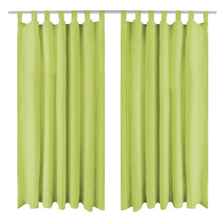 vidaXL Vorhänge Mikro-Satin 2 Stk. mit Schlaufen 140×245 cm Grün