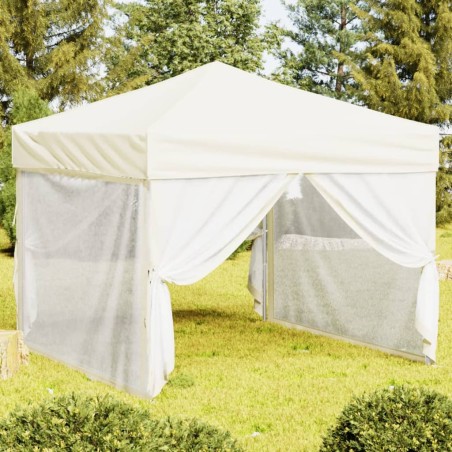 vidaXL Partyzelt Faltbar mit Seitenwänden Creme 3x3 m
