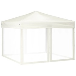 vidaXL Partyzelt Faltbar mit Seitenwänden Creme 3x3 m