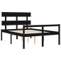 vidaXL Massivholzbett mit Kopfteil Schwarz 140x190 cm vidaXL Massivholzbett mit Kopfteil Schwarz 140x190 cm