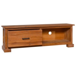 vidaXL TV-Schrank 112x30x37 cm Massivholz Teak