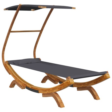 Loungebett mit Dach 100x190x134 cm Bugholz Massiv Anthrazit