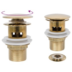 vidaXL Ablaufgarnitur mit Überlauf Golden 6,4x6,4x9,1 cm  