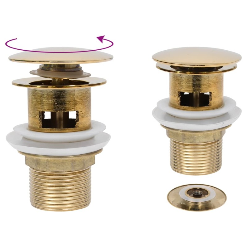 vidaXL Ablaufgarnitur mit Überlauf Golden 6,4x6,4x9,1 cm vidaXL Ablaufgarnitur mit Überlauf Golden 6,4x6,4x9,1 cm