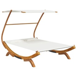 Loungebett mit Dach 165x203x138 cm Bugholz Massiv Creme
