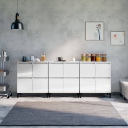 vidaXL Sideboards 3 Stk. Hochglanz-Weiß 60x35x70 cm Holzwerkstoff