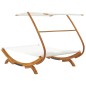 Loungebett mit Dach 165x203x138 cm Bugholz Massiv Creme Loungebett mit Dach 165x203x138 cm Bugholz Massiv Creme