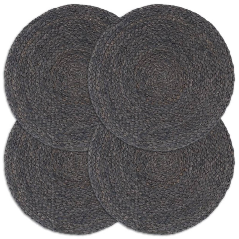 vidaXL Tischsets 4 Stk. Dunkelgrau 38 cm Rund Jute vidaXL Tischsets 4 Stk. Dunkelgrau 38 cm Rund Jute