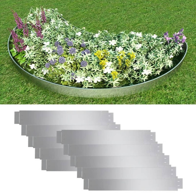 vidaXL Flexible Rasenkante 10-er Set Verzinkter Stahl 100x14 cm vidaXL Flexible Rasenkante 10-er Set Verzinkter Stahl 100x14 cm