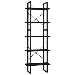 vidaXL Bücherregal 5 Fächer Schwarz 60x30x175 cm Massivholz Kiefer