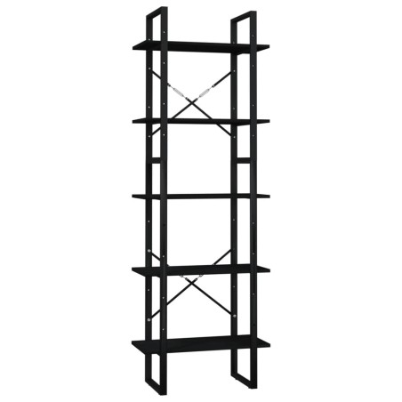 vidaXL Bücherregal 5 Fächer Schwarz 60x30x175 cm Massivholz Kiefer