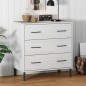 vidaXL Sideboard OSLO mit 3 Schubladen Weiß 77x40x79,5 cm Massivholz vidaXL Sideboard OSLO mit 3 Schubladen Weiß 77x40x79,5 cm Massivholz