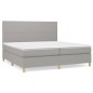 vidaXL Boxspringbett mit Matratze Hellgrau 200x200 cm Stoff vidaXL Boxspringbett mit Matratze Hellgrau 200x200 cm Stoff