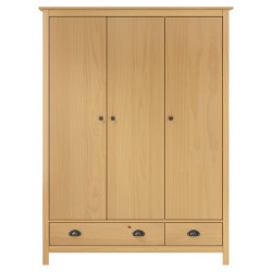 vidaXL Kleiderschrank mit 3 Türen Hill 127x50x170cm Massivholz Kiefer