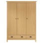 vidaXL Kleiderschrank mit 3 Türen Hill 127x50x170cm Massivholz Kiefer vidaXL Kleiderschrank mit 3 Türen Hill 127x50x170cm Massivholz Kiefer