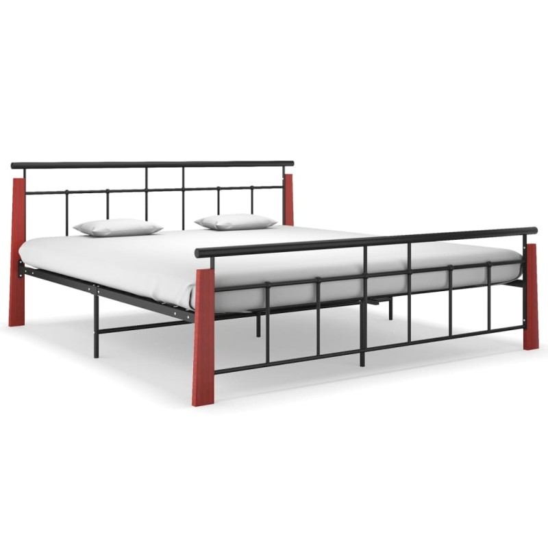 vidaXL Bettgestell Metall und Massivholz Eiche 180x200 cm vidaXL Bettgestell Metall und Massivholz Eiche 180x200 cm