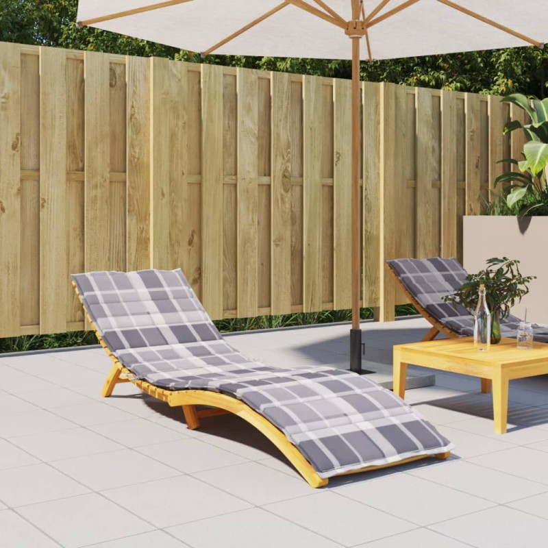 Sonnenliegen-Auflage Grau Karomuster 200x60x3 cm Oxford-Gewebe Sonnenliegen-Auflage Grau Karomuster 200x60x3 cm Oxford-Gewebe