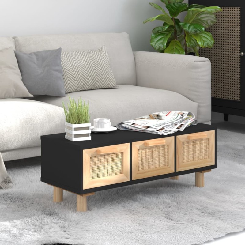 vidaXL Couchtisch Schwarz 80x40x30 cm Holzwerkstoff Massivholz Kiefer vidaXL Couchtisch Schwarz 80x40x30 cm Holzwerkstoff Massivholz Kiefer