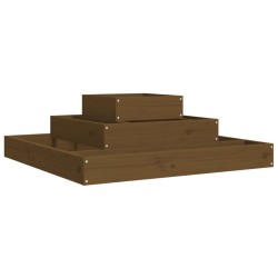 vidaXL Pflanzkübel Honigbraun 80x80x27 cm Massivholz Kiefer