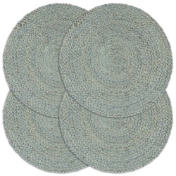 vidaXL Tischsets 4 Stk. Uni Olivgrün 38 cm Rund Jute