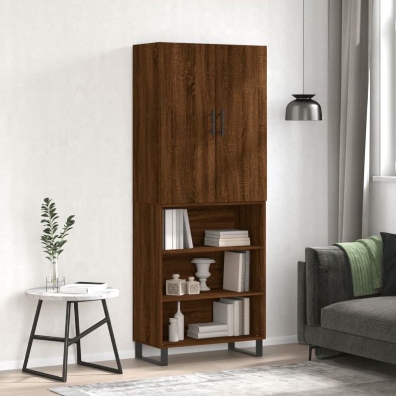 Highboard Braun Eichen-Optik 69,5x34x180 cm Holzwerkstoff Highboard Braun Eichen-Optik 69,5x34x180 cm Holzwerkstoff