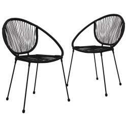 vidaXL Gartenstühle 2 Stk. PVC Rattan Schwarz