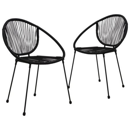 vidaXL Gartenstühle 2 Stk. PVC Rattan Schwarz