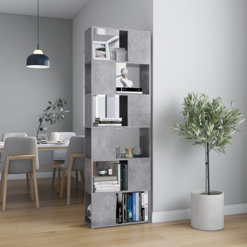 vidaXL Bücherregal Raumteiler Betongrau 60x24x186 cm Holzwerkstoff vidaXL Bücherregal Raumteiler Betongrau 60x24x186 cm Holzwerkstoff