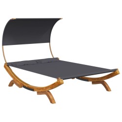 vidaXL Sonnenliege mit Dach 165x203x126 cm Bugholz Massiv Anthrazit