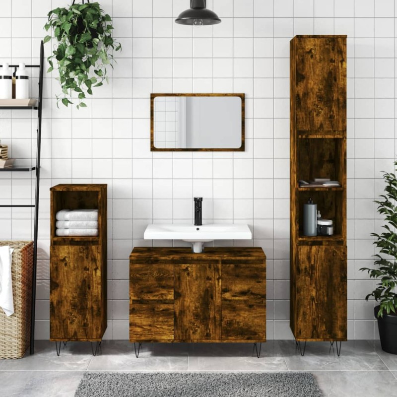 vidaXL Badschrank Räuchereiche 80x33x60 cm Holzwerkstoff vidaXL Badschrank Räuchereiche 80x33x60 cm Holzwerkstoff