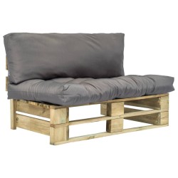 vidaXL Outdoor-Sofa Paletten mit Kissen in Grau Kiefernholz