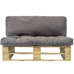 vidaXL Outdoor-Sofa Paletten mit Kissen in Grau Kiefernholz