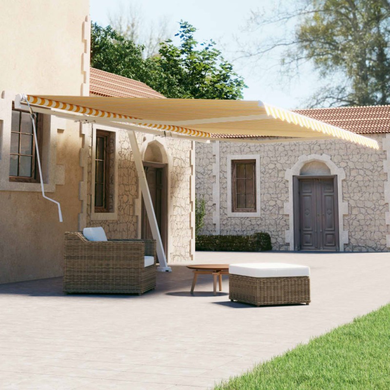 vidaXL Gelenkarmmarkise mit Pfosten 500x300 cm 400x300 cm Gelb & Weiß vidaXL Gelenkarmmarkise mit Pfosten 500x300 cm 400x300 cm Gelb & Weiß