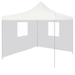 vidaXL Profi-Partyzelt Faltbar mit 2 Seitenwänden 2×2m Stahl Weiß