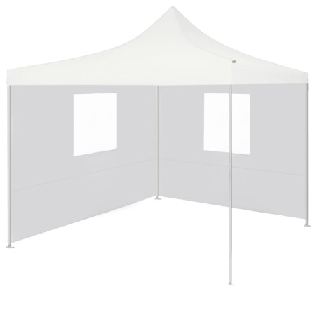 vidaXL Profi-Partyzelt Faltbar mit 2 Seitenwänden 2×2m Stahl Weiß